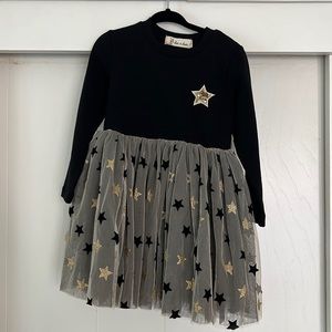 NWT black and gold star tulle dress